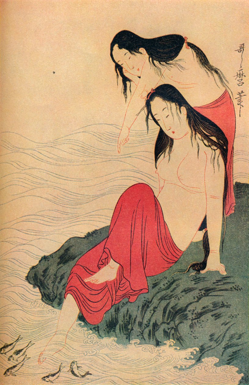 Levá ruka a poslední panel triptychu The Pearl Divers, c1797-98, 1936. od Kitagawa Utamaro