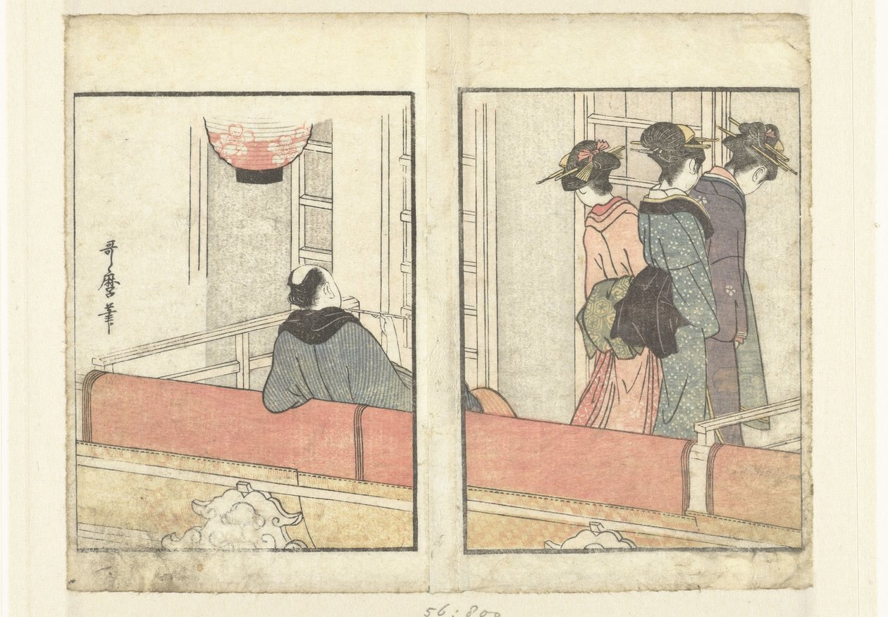 Divadelní lóže Pohled do zákulisí herců (název seriálu) Yakusha gakuya tsu (název série) od Kitagawa Utamaro