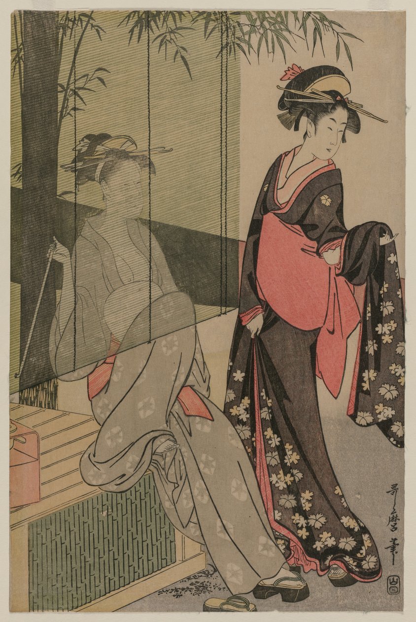 Dvě ženy od bambusové rolety, c. 1797 nebo 1798. od Kitagawa Utamaro
