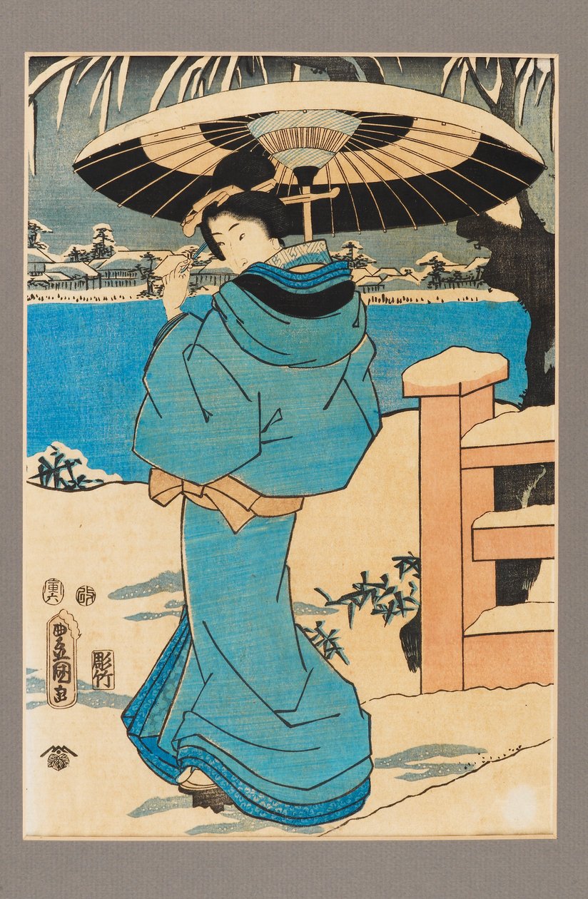 Ukiyo-e print - Žena držící hřeben, c19. století od Kitagawa Utamaro