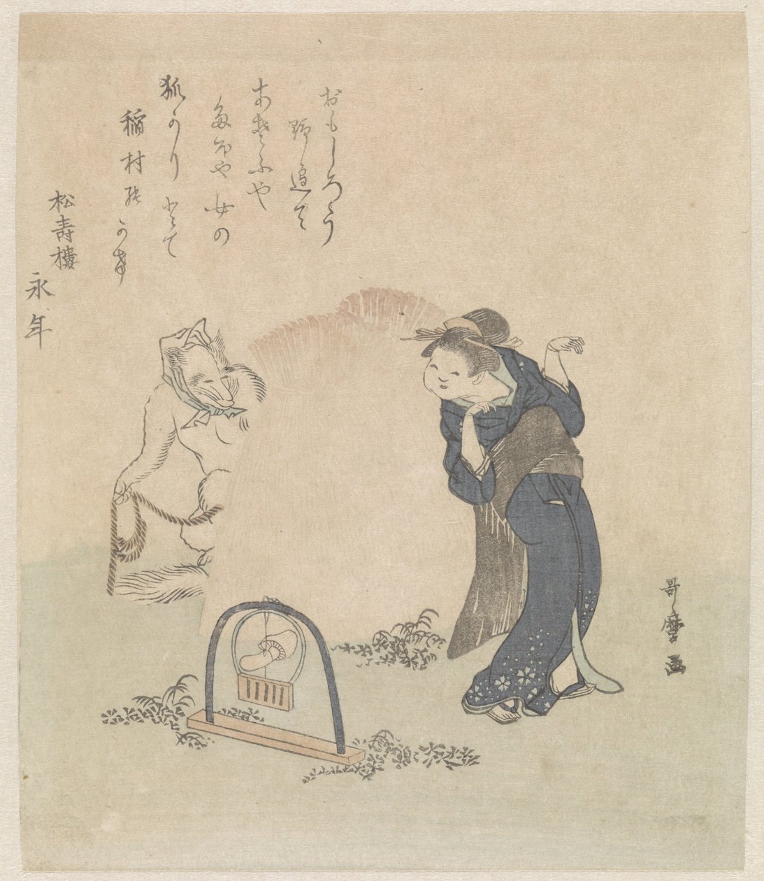 Žena v pasti na lišky od Kitagawa Utamaro