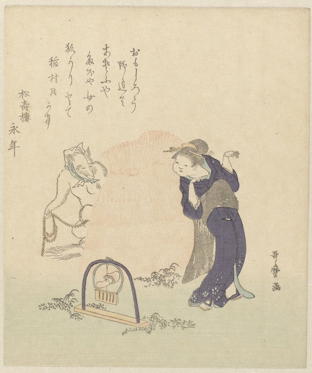 Žena v pasti na lišky od Kitagawa Utamaro