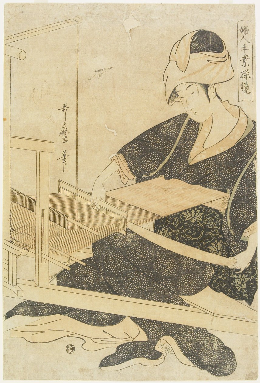 Tkaní na tkalcovském stavu od Kitagawa Utamaro