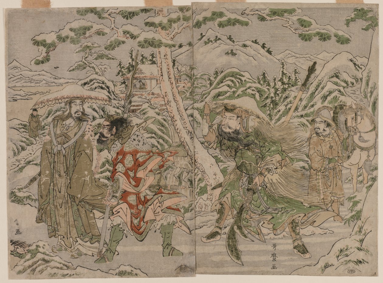 Zimní scéna z Romance tří království, c. 1790. od Kitagawa Utamaro