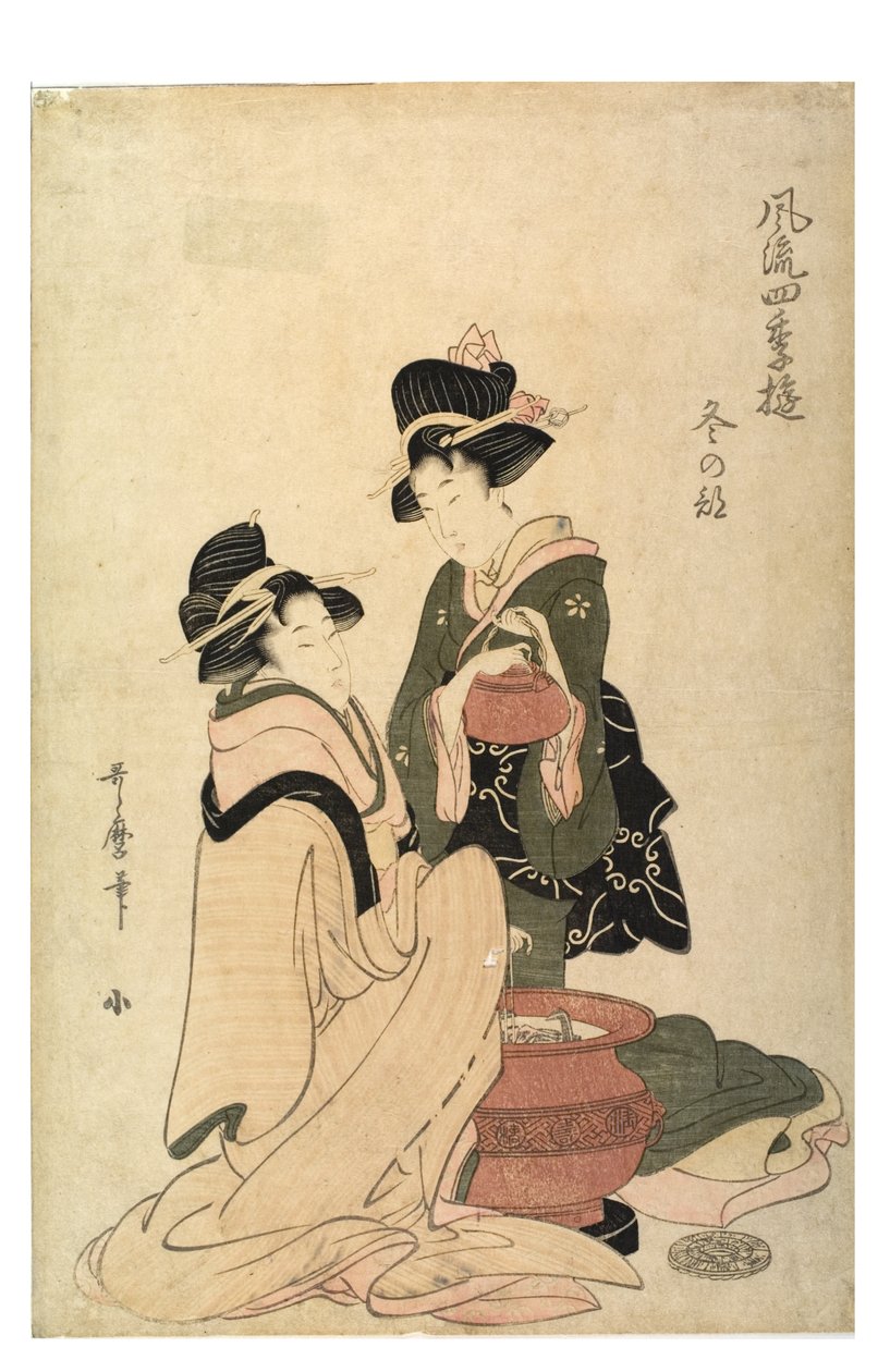 Zima ze série Elegant Pleasures of the Four Seasons, cca 1758-1806 (dřevořez na papíře) od Kitagawa Utamaro