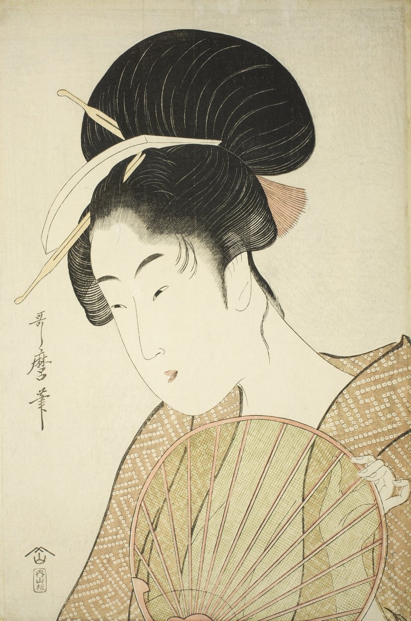 Žena držící kulatý vějíř, c.1797 od Kitagawa Utamaro