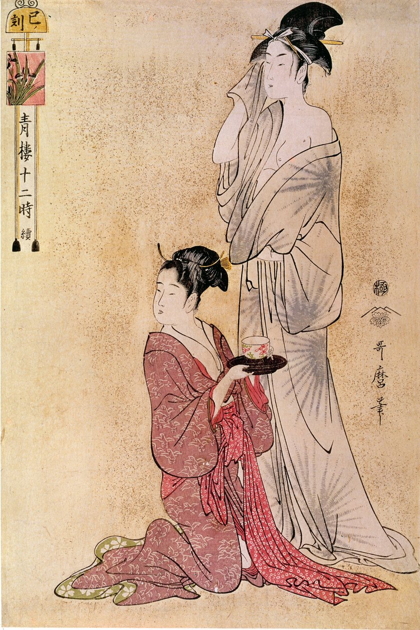 Ženě pomáhá na toaletu její služebná japonský tisk od Utamaro Kitagawy (1753-1806). 18. století. Paříž, Guimet Museum, Asian Arts Museum od Kitagawa Utamaro