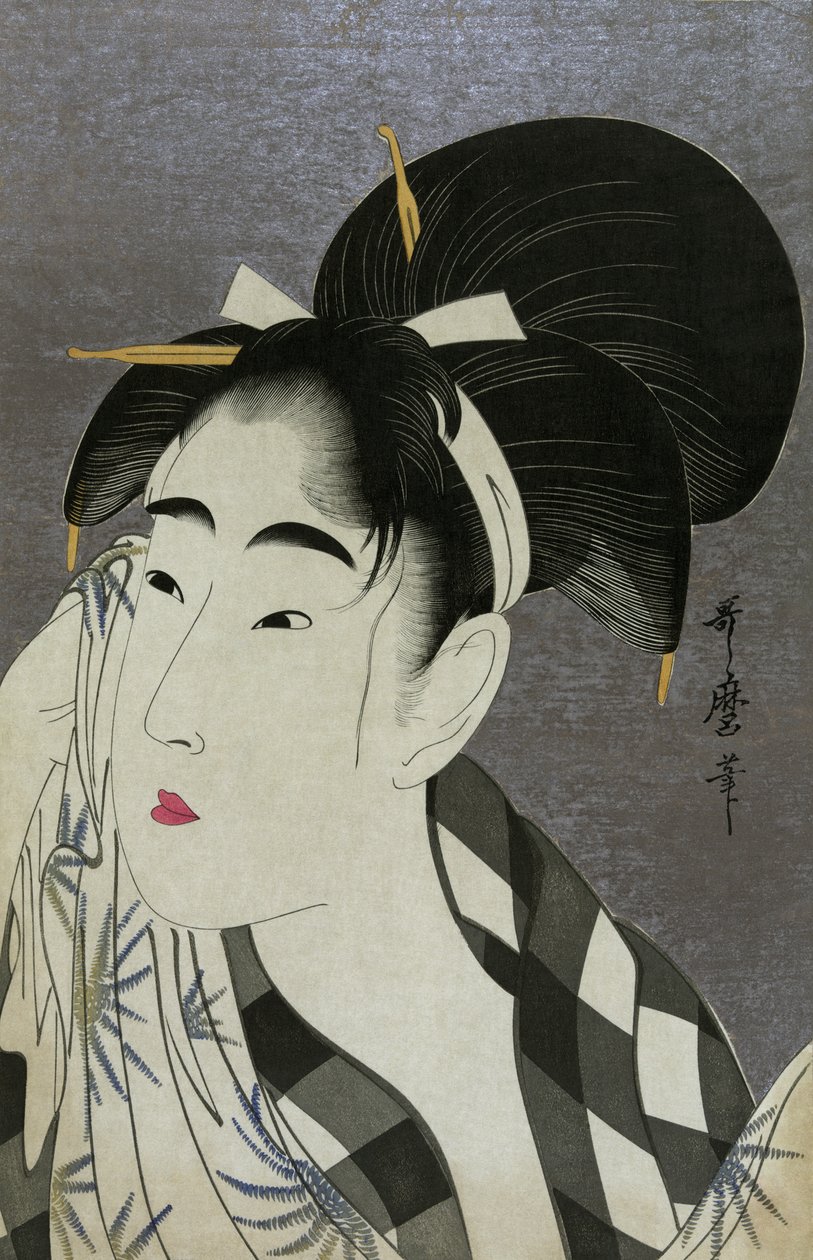 Žena utírá pot, 1798 od Kitagawa Utamaro