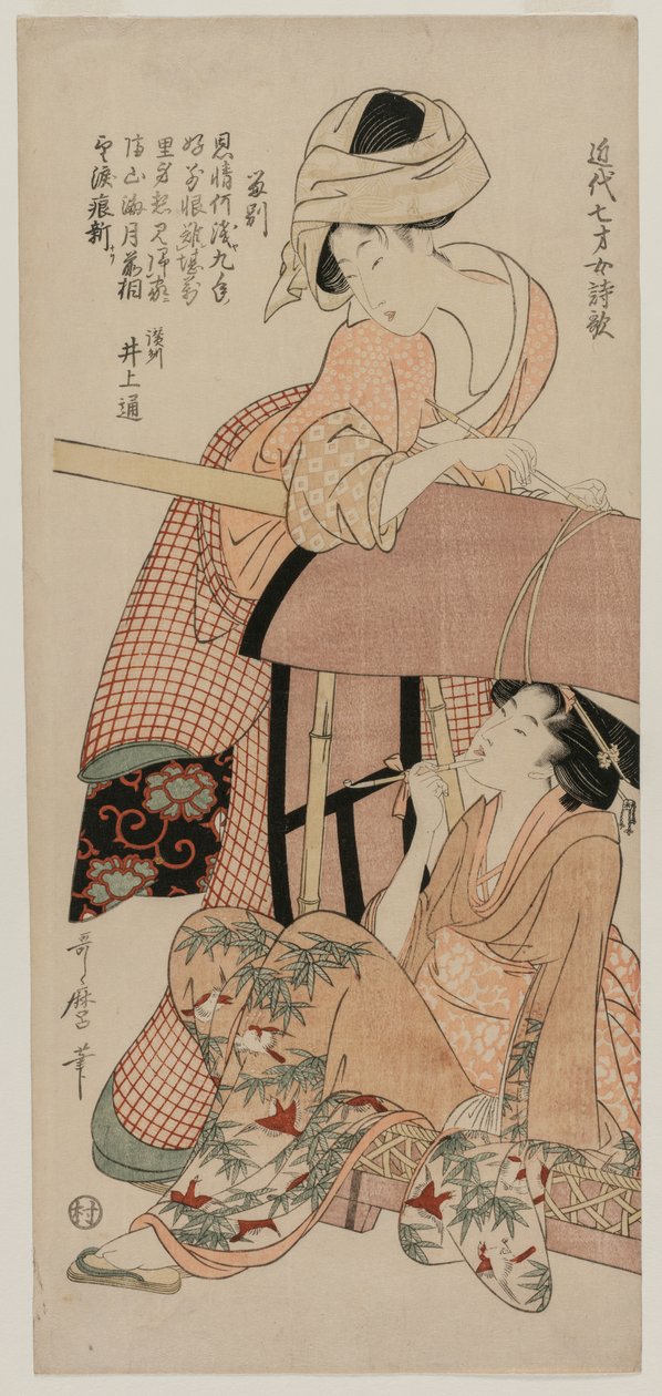 Women by a Palanquin (ze série Čínské a japonské básně sedmiletých dívek z nedávné doby) od Kitagawa Utamaro