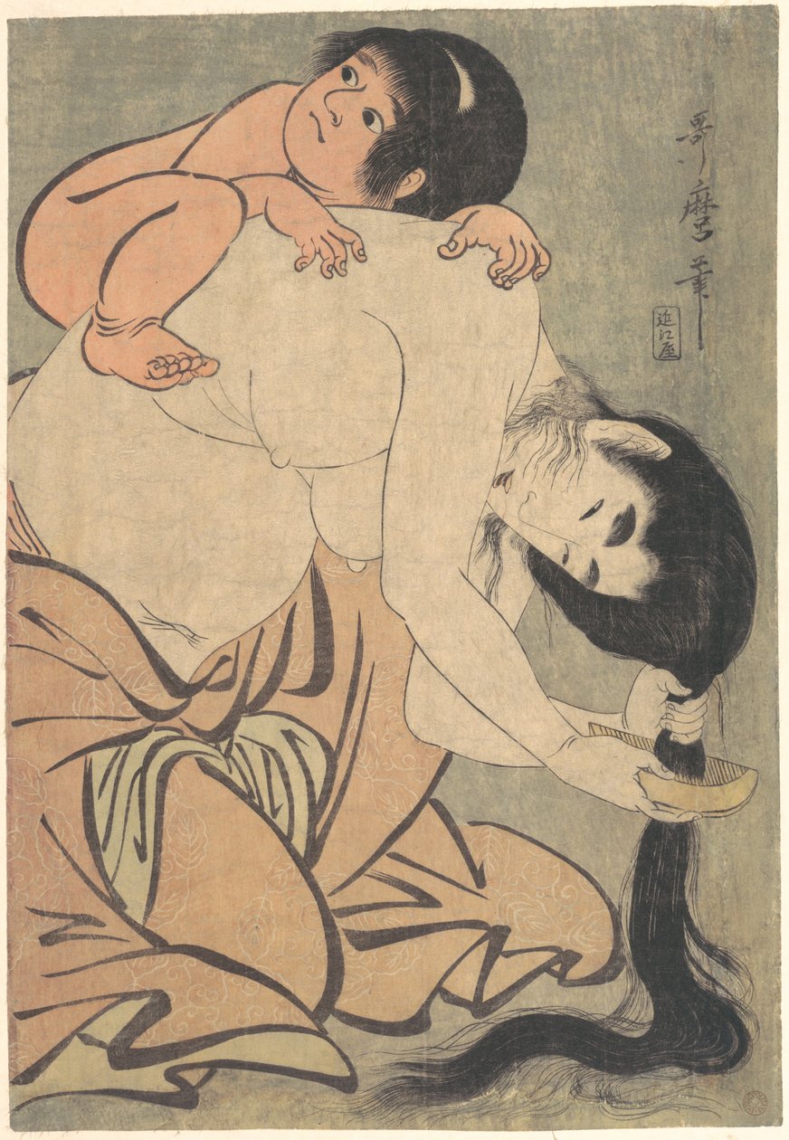 Yamauba si češe vlasy s Kintarōem od Kitagawa Utamaro