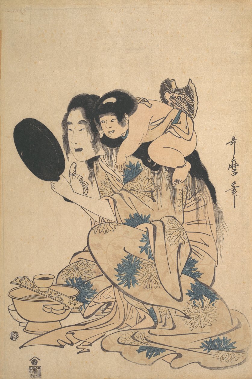 Yamauba černá zuby a Kintoki, ca. 1795. od Kitagawa Utamaro