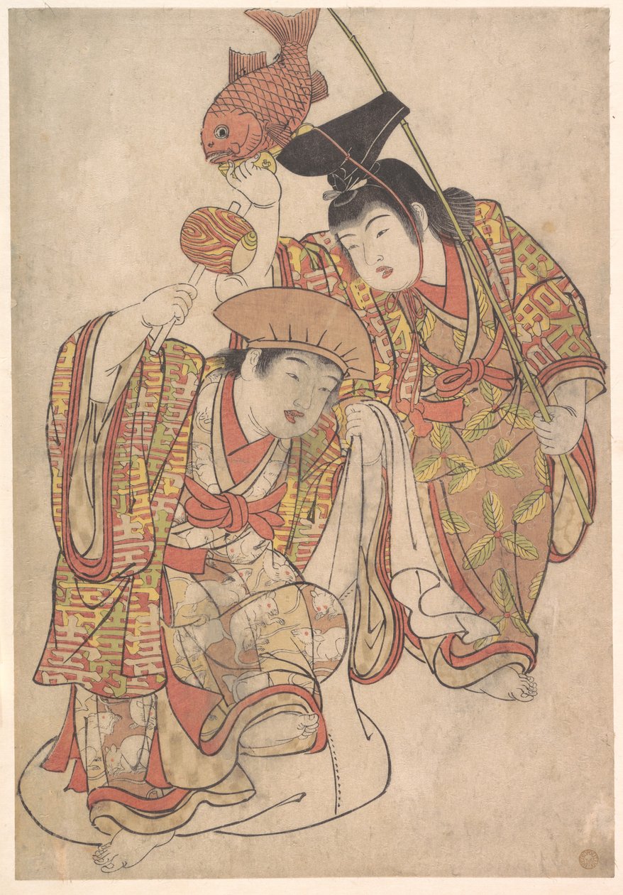 Chlapci převlečení za Daikoku a Ebisu od Kitao Shigemasa