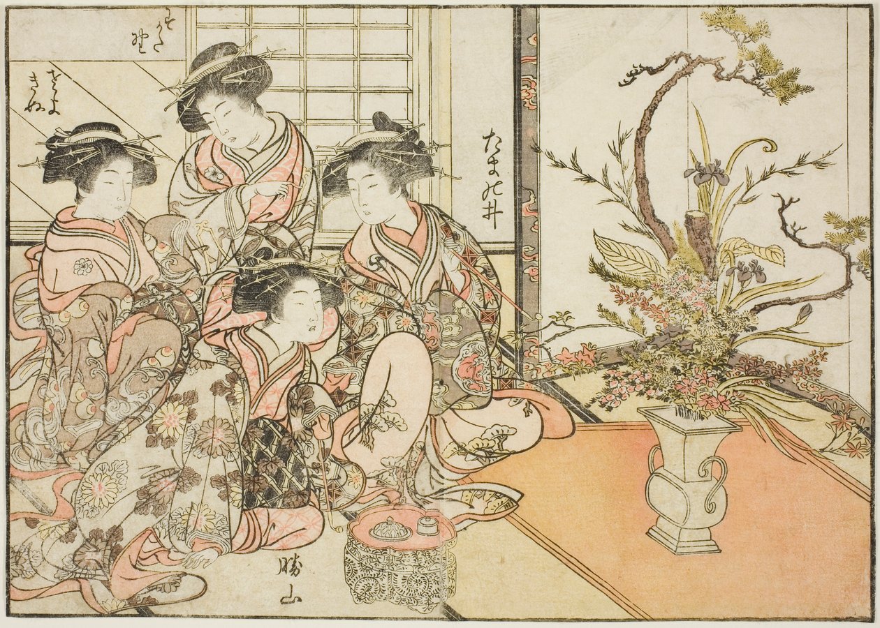 Kurtizány z Yotsumaya, z knihy "Zrcadlo krásných žen ze čtvrtí rozkoše (Seiro bijin awase sugata kagami), sv. 2 od Kitao Shigemasa