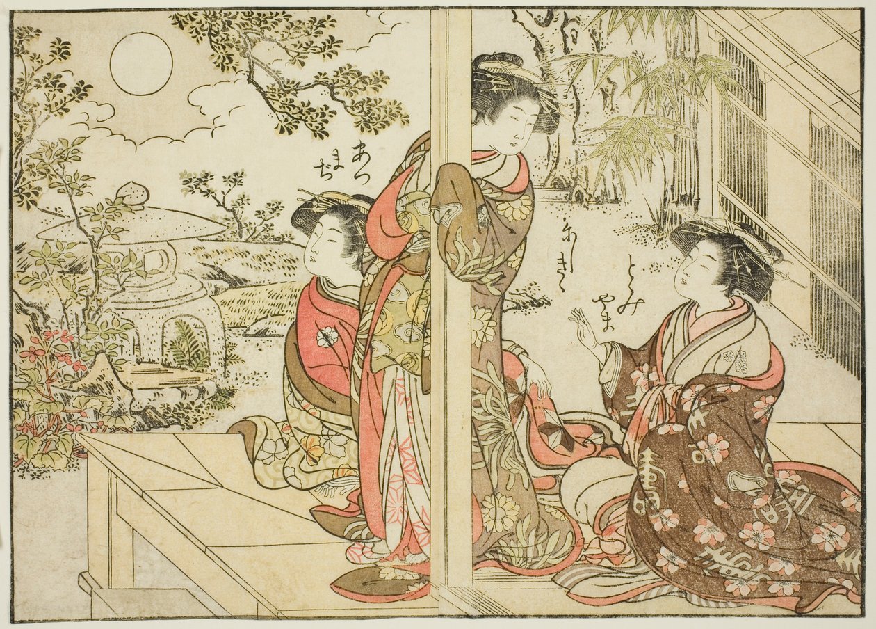 Kurtizány z Yotsumaya, z knihy "Zrcadlo krásných žen ze čtvrtí rozkoše (Seiro bijin awase sugata kagami), sv. 2 od Kitao Shigemasa