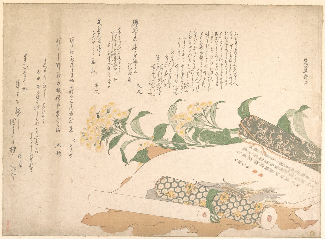 Sedmikrásky a dvě makimono od Kitao Shigemasa