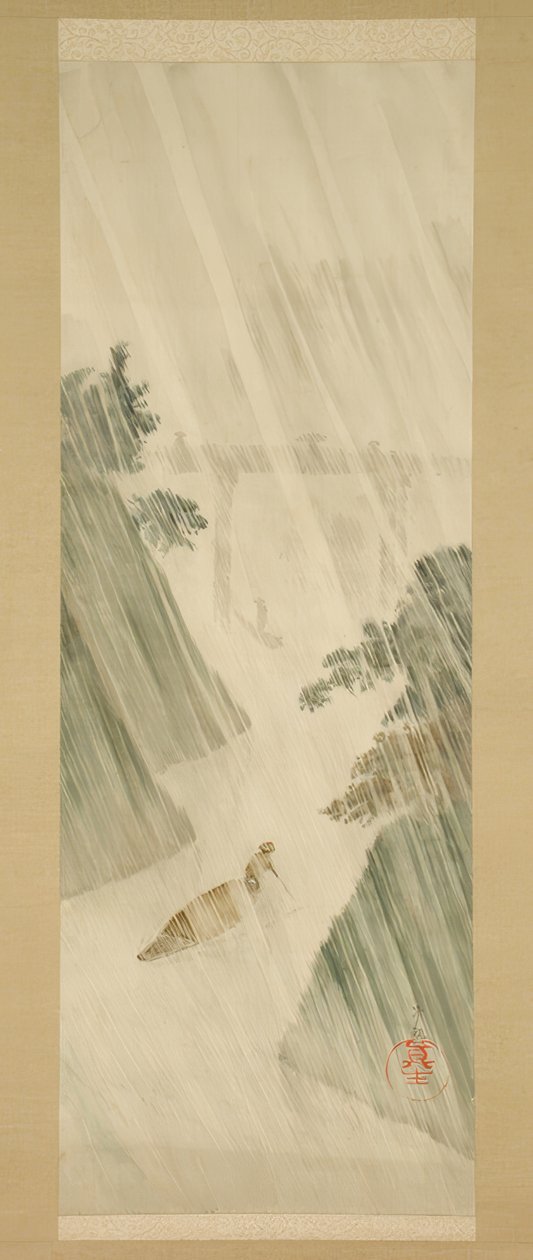 Deštivý den v Ochanomizu, Tokio od Kiyochika Kobayashi