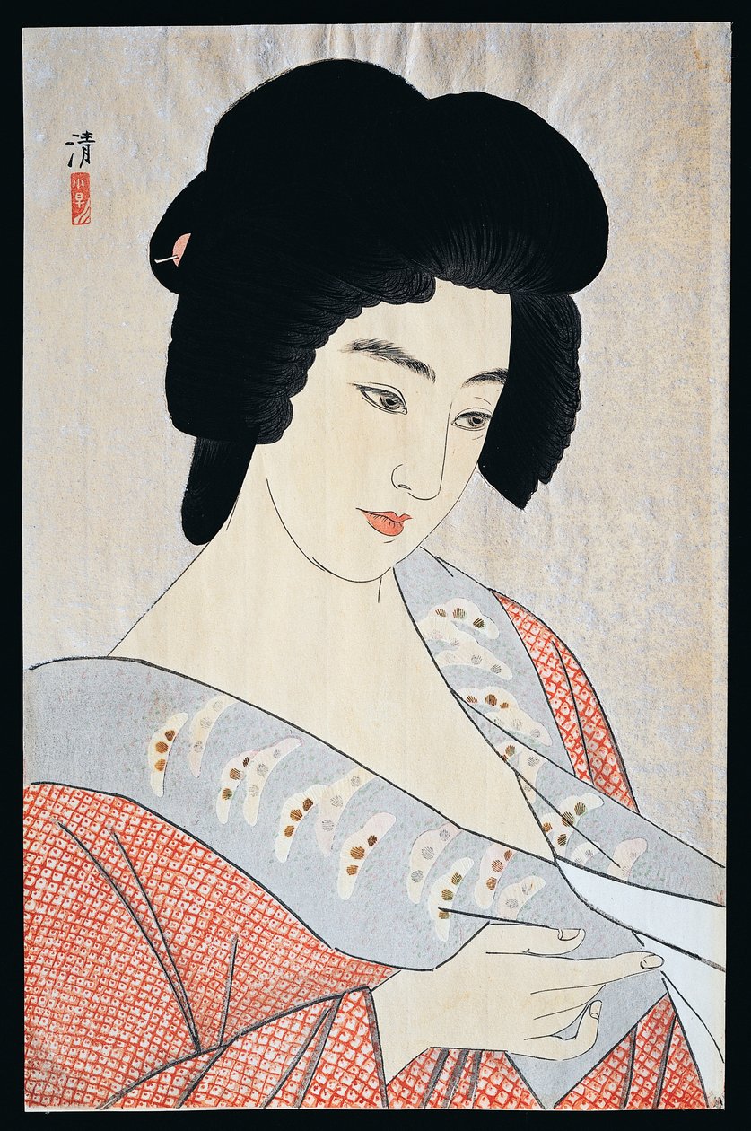 Geisha Ichien, Ka 1933, Kiyoshi Kobayakawa (1896-1948), turn to d ward t, 40,5x26 cm, Meiji-Morowa Perio d, Japonsko, 20. linie ry od Kiyoshi Kobayakawa