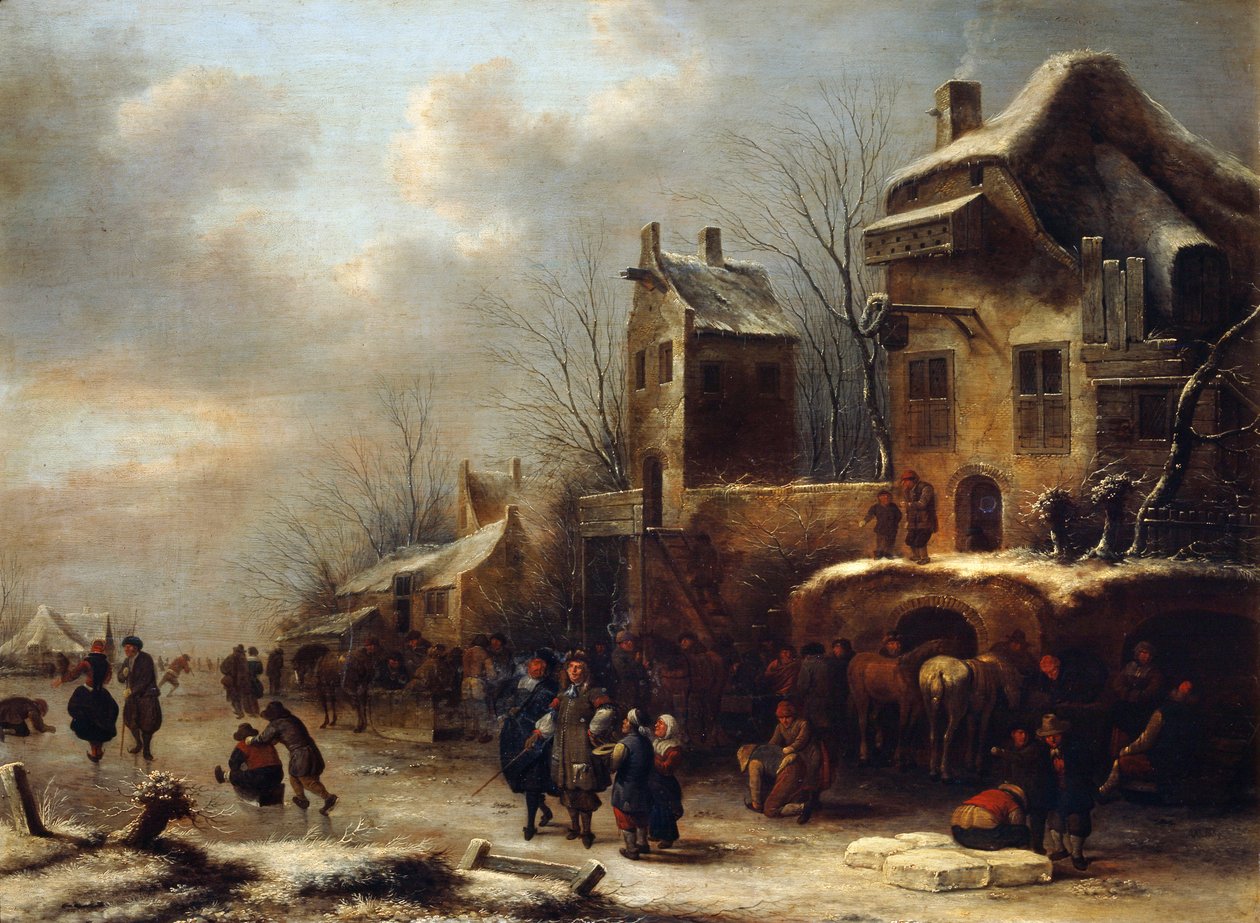 Kluziště na řece, 1665 od Klaes Molenaer
