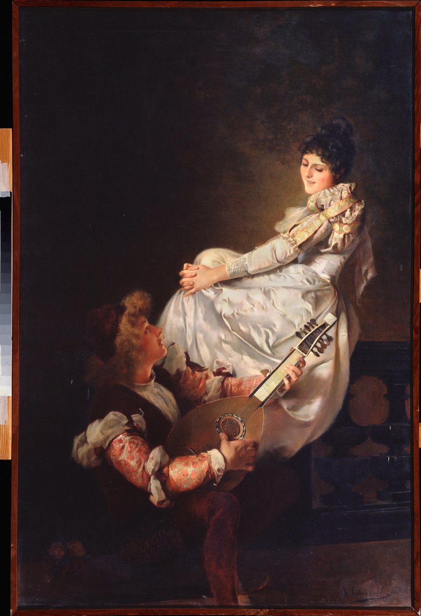 A Love Song (A Love Song) - obraz Klavdi Stepanoviče Stepanova (1854-1910), olej na plátně od Klavdi Petrovich Stepanov