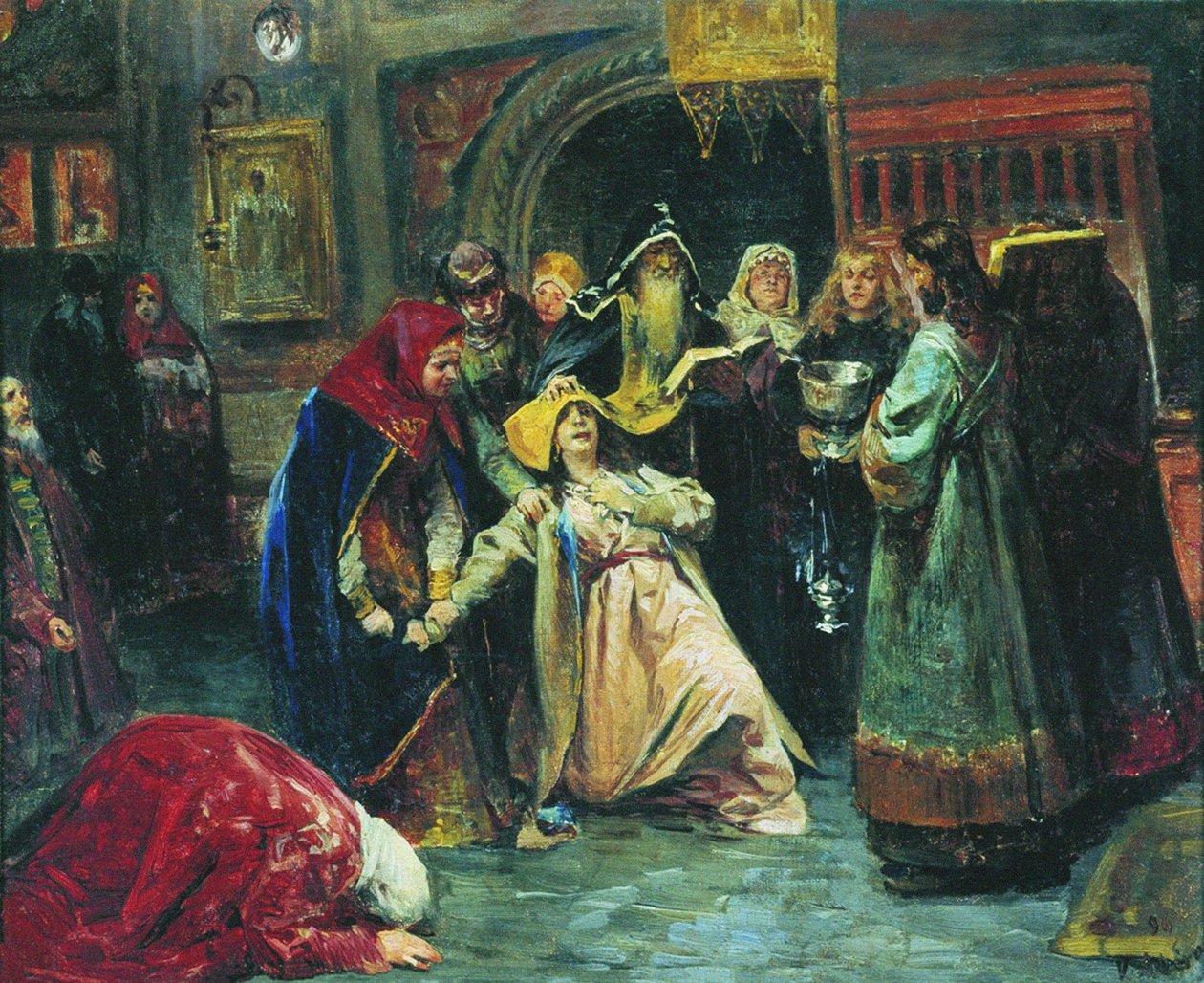 Nucená tonzura, 1896 od Klavdiy Vasilievich Lebedev
