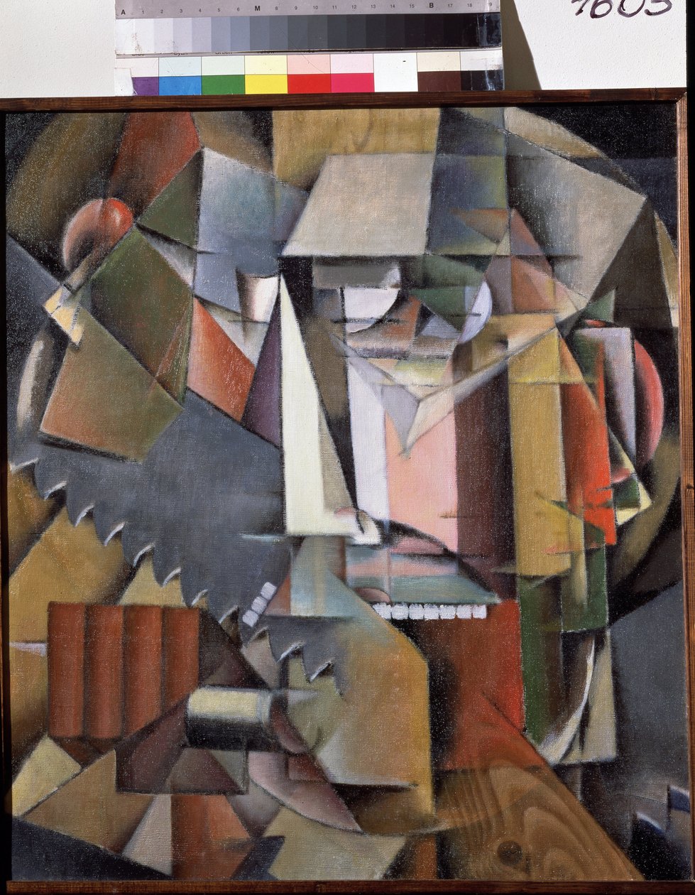 Autoportrét s pilou. Obraz Ivan Vassilyevich Klyun (Kliun) (Ivan Klioune) (1873-1943), olej na plátně od Klyun Ivan (1873 1943)