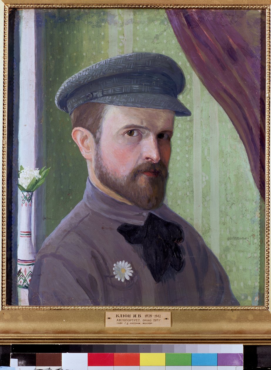 Autoportrét. Dílo Ivan Vassilyevich Klyun (Kliun) (Ivan Klioune) (1873-1943), olej na kartonu od Klyun Ivan (1873 1943)