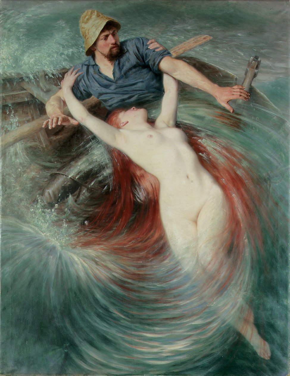 A Fisherman engulfed by a Siren (oil on canvas)   1417200   cs       czech Successfully Translated  Original: Perugia. The Porta Susanna (colour litho) Translat: Perugia. The Porta Susanna (colour litho) 1398918 cs czech Successfully Translated Original: L od Knut Ekwall