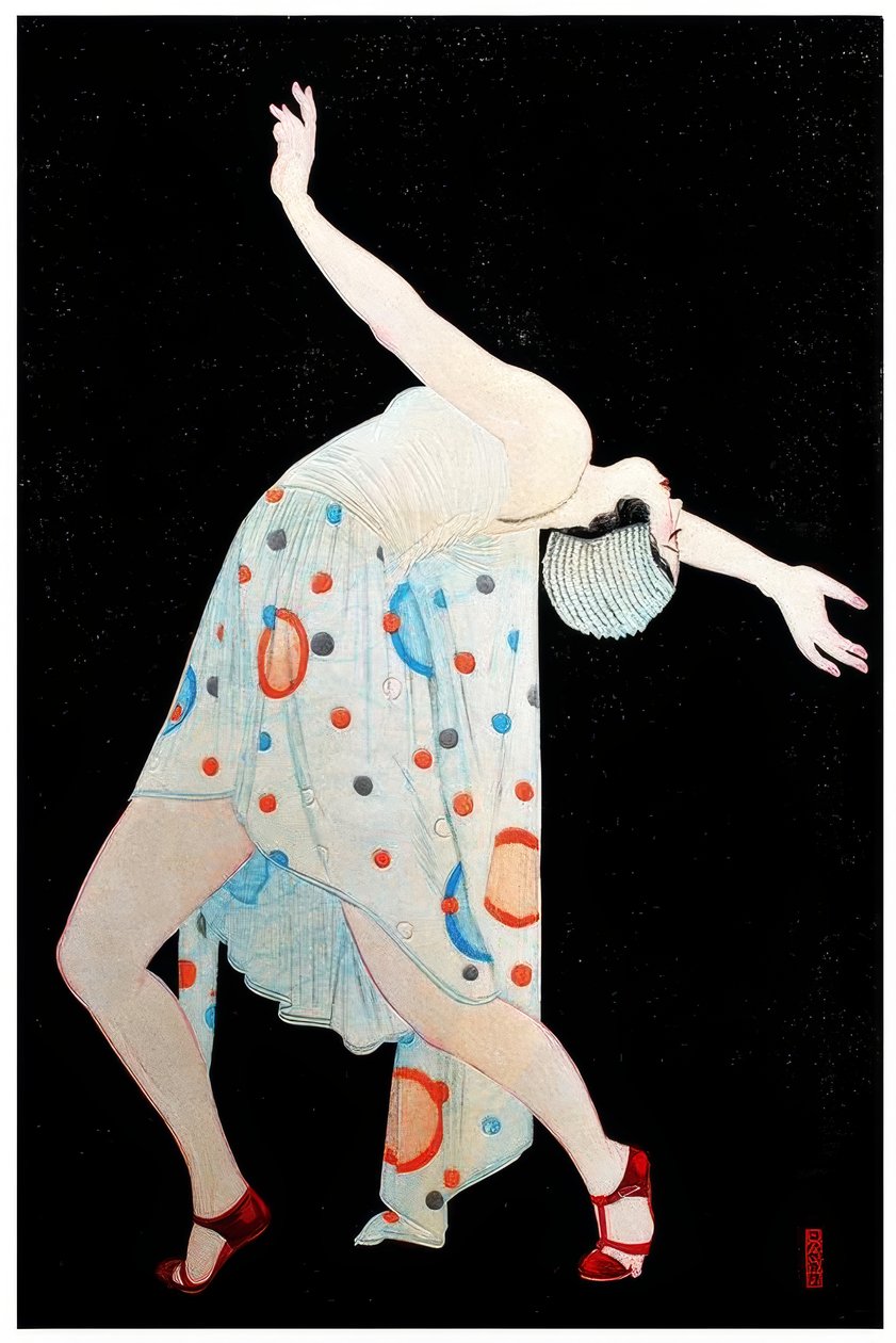 Art Deco moga nebo moderní dívka tančí od Kobayakawa Kiyoshi