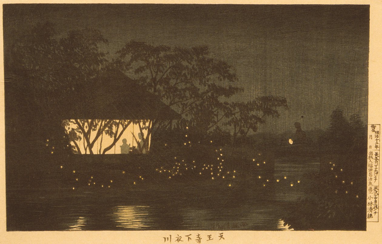 Řeka Koromo pod chrámem Tennōji od Kobayashi Kiyochika