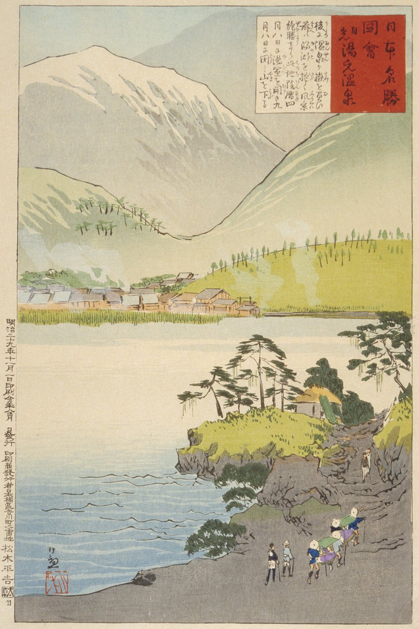 Sírový pramen Yumoto, Nikkō od Kobayashi Kiyochika
