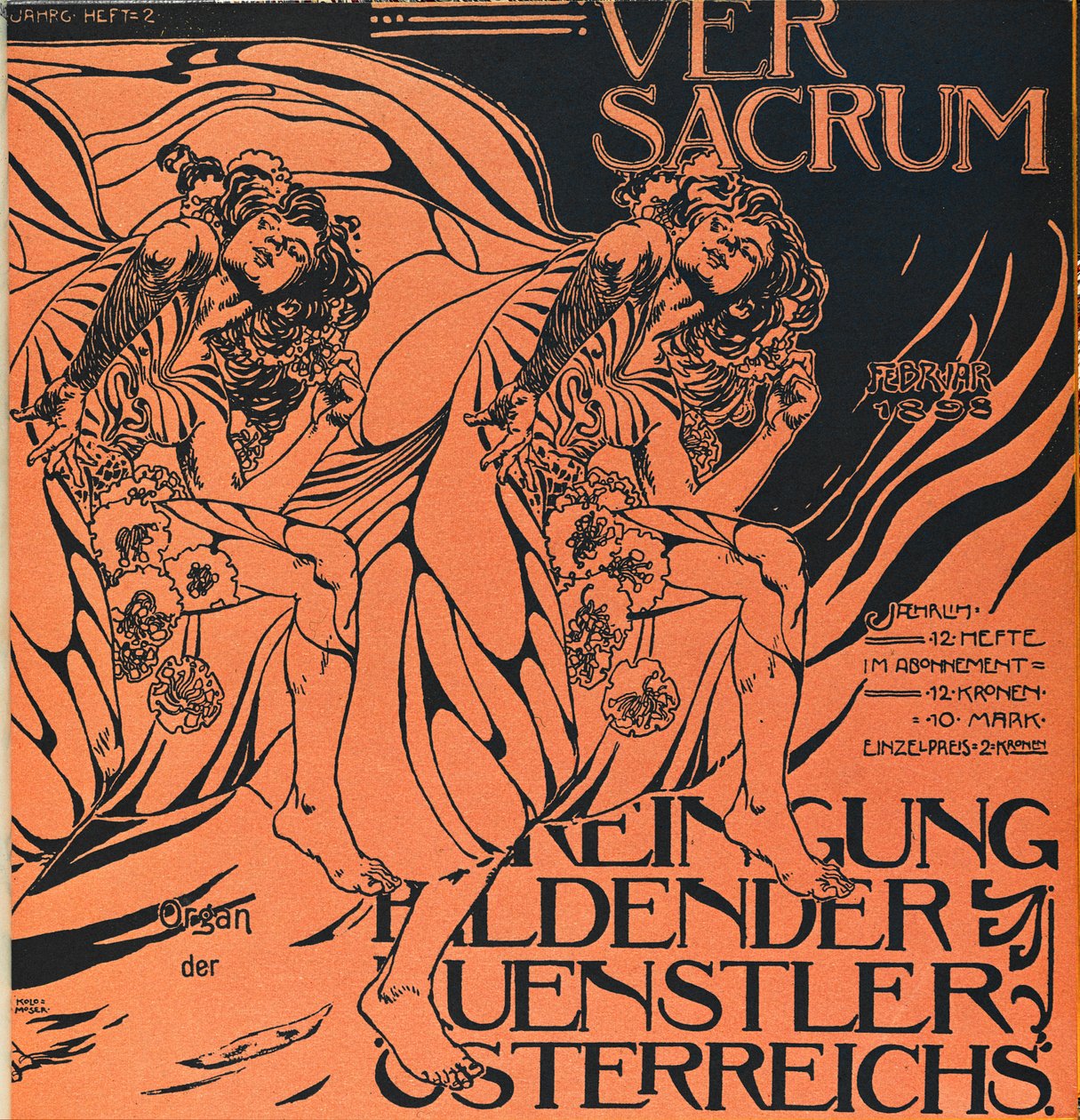 Obálka únorového čísla časopisu Ver Sacrum z roku 1898, který vydávalo secesní hnutí Sezession ... od Koloman Moser