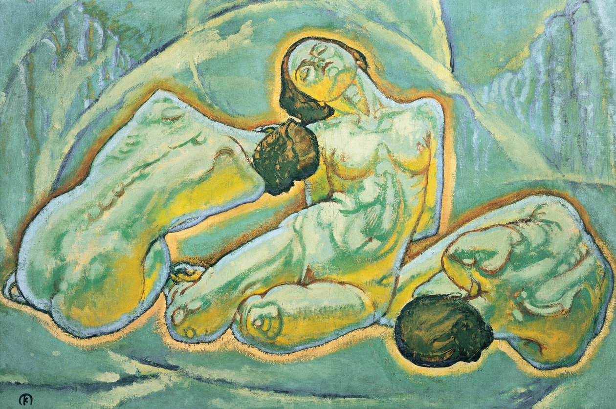 Drei kauernde Frauen - Tři krčící se ženy... (malba na plátně) od Koloman Moser