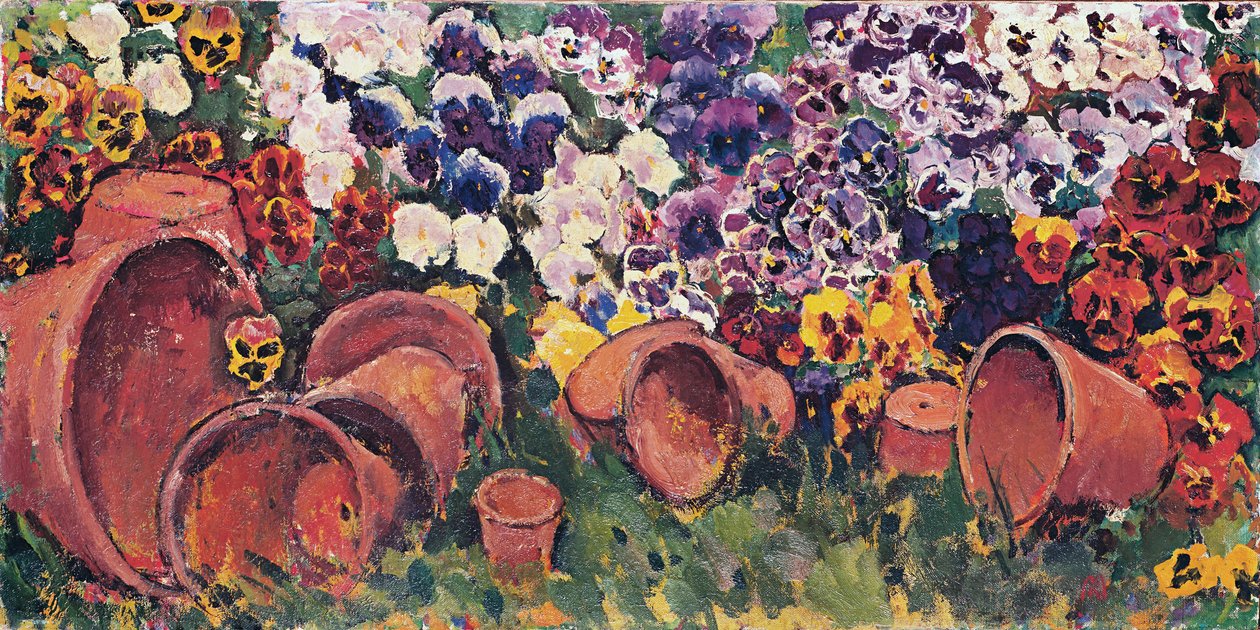 Macešky s květináči - Macešky s květináči ... (olej na plátně) od Koloman Moser