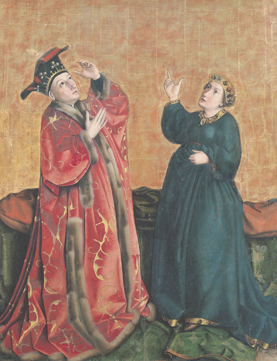 Císař Augustus (63–14 př. n. l.) a Tiburtinská Sibyla, z oltářního obrazu Zrcadlo spásy, kolem roku 1435 od Konrad Witz
