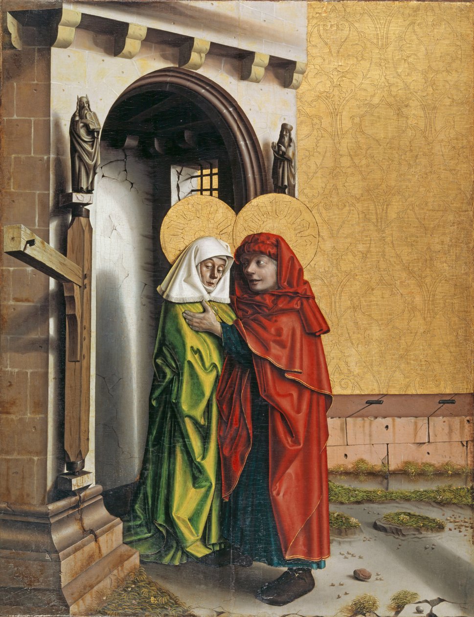 Joachim a Anne u Zlaté brány, kolem 1437-40 (smíšená technika na dřevo) od Konrad Witz