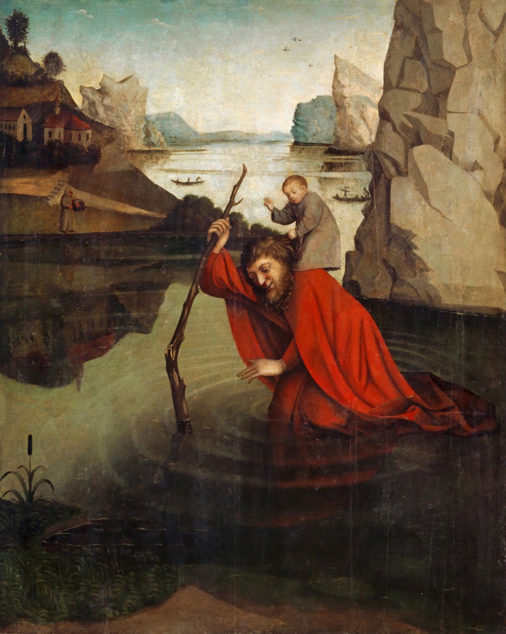 Svatý Kryštof nesoucí Ježíška (tempera na panelu) od Konrad Witz