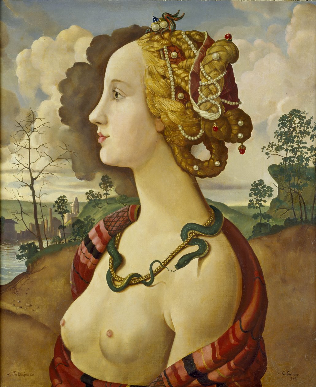 Kopie „Portrétu Simonetty Vespucciové“ od Piera di Cosimo (asi 1462-1521) od Konstantin Andreevic Somov