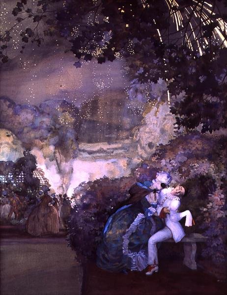 Ohňostroj, 1910 (wc a kvaš na plátně) od Konstantin Andreevic Somov