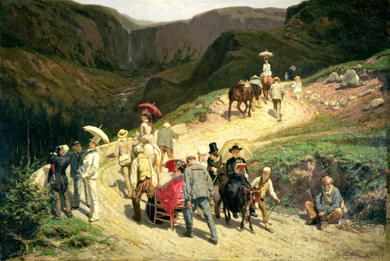 Cestovatelé v Auvergne, 1876 od Konstantin Apollonovich Savitsky