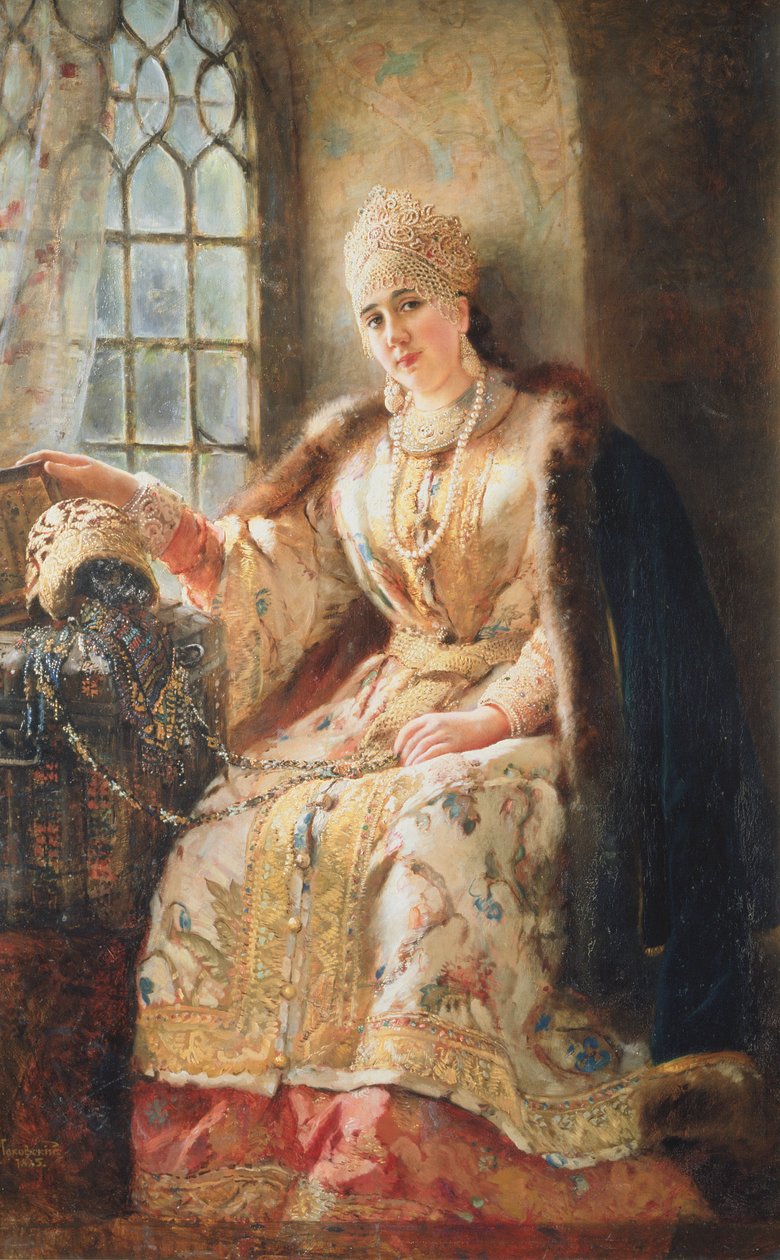 Boyarova žena u okna, 1885 od Konstantin Egorovich Makovsky