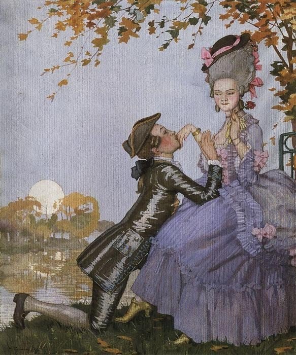 Mladý muž a dáma.n od Konstantin Andreevic Somov