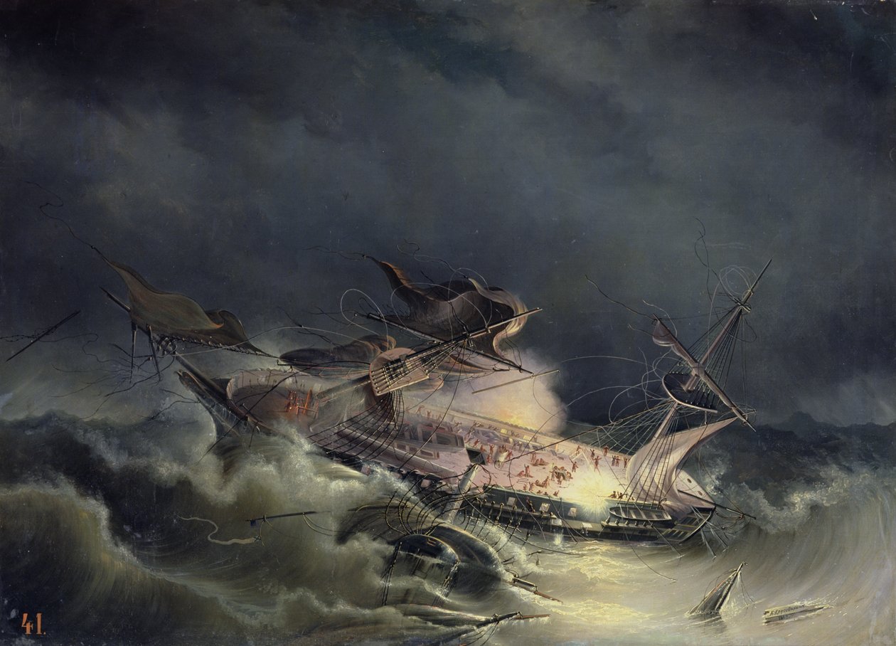 Katastrofa Liner Ingermanland u Shagerrake u Norska dne 30. srpna 1842, 1843 od Konstantin Vassilyevich Krugovikhin
