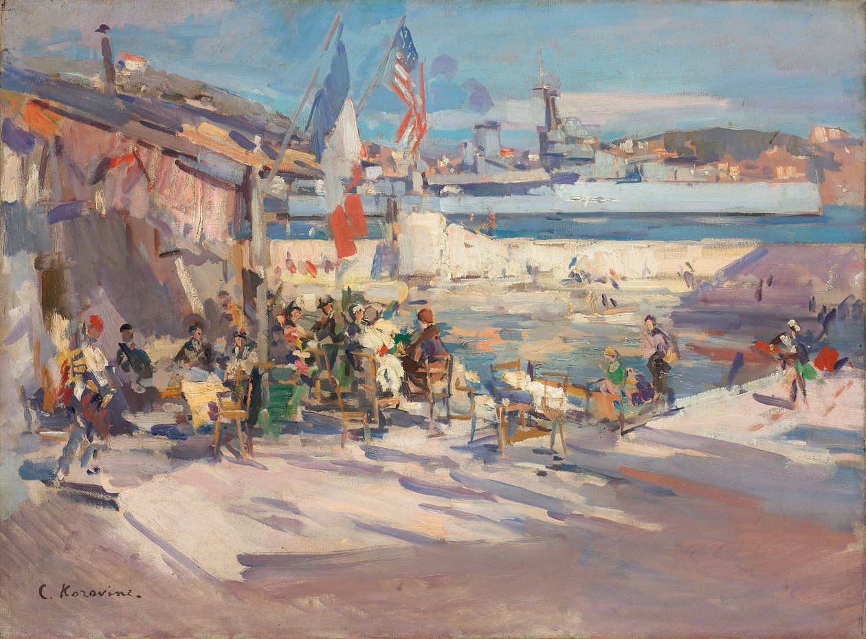 Kavárna ve francouzském přístavu od Konstantin Alekseevich Korovin
