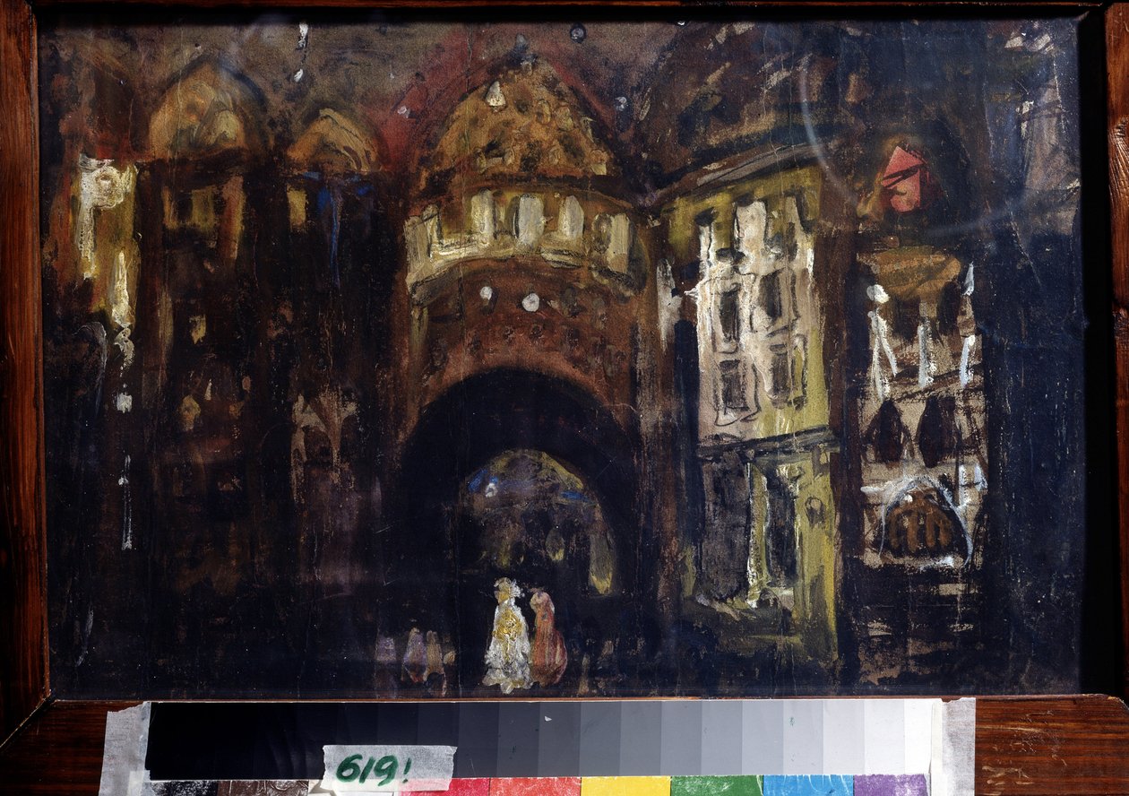 Scénografie k opeře Faust od Charlese Gounoda (Scéna k opeře Faust od C. Gounoda). Dílo Konstantina Alexejeviče Korovina (Constantin Korovin) (1861-1939), kvaš na kartonu od Konstantin Alekseevich Korovin
