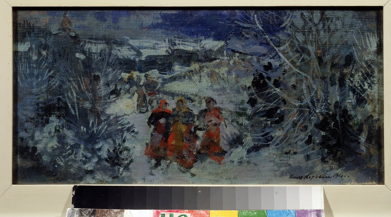 Projekt výpravy k opeře Májová noc Nicholase (Nikolaje) Rimského Korsakova (Rimskij-Korsakov) (1844-1908) (scéna k opeře Májová noc N. Rimského Korsakova (Rimskij-Korsakov). Obraz Konstantina Alexejeviče Korovina (Konstantin Korovín) (186). od Konstantin Alekseevich Korovin