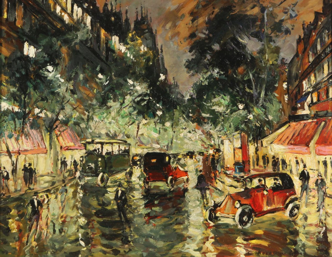 Deštivá noc v Paříži, třicátá léta od Konstantin Alekseevich Korovin