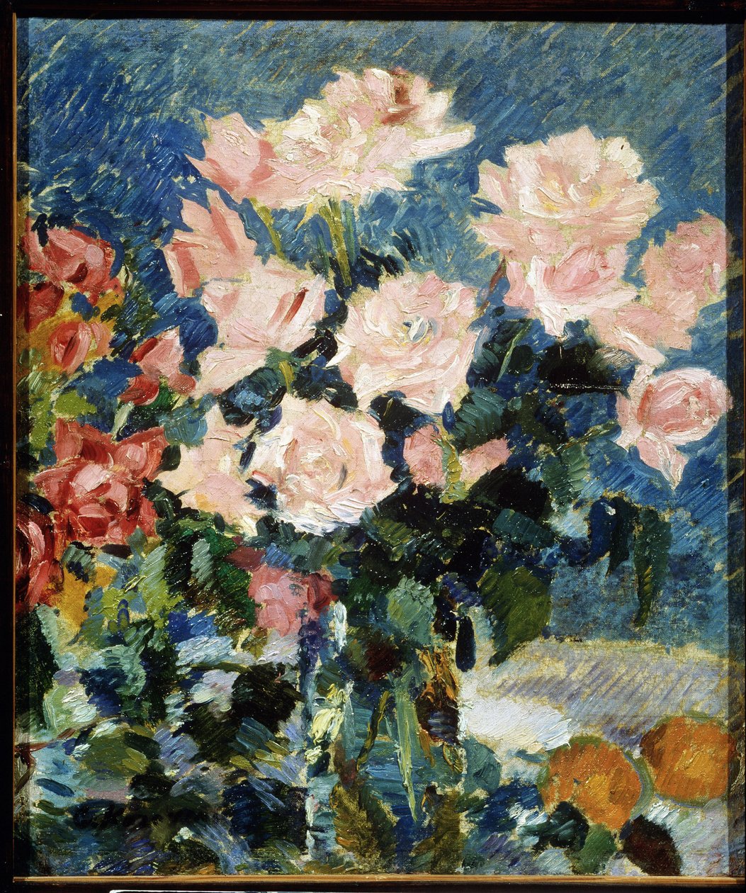 Růže (růže). Obraz Konstantina Alexejeviče Korovina (Constantin Korovin) (1861-1939), olej na plátně, kolem roku 1930. Zátiší, ruské umění 20. století, postimpresionismus. State Art useum, Jaroslavl (Rusko). od Konstantin Alekseevich Korovin