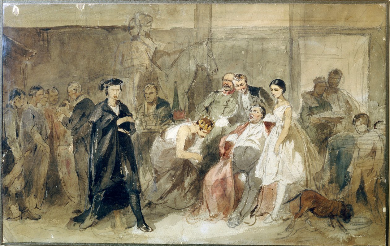 Za oponou v poddanském divadle - Dílo Konstantina Alexandroviče Trutovského (Troutovského) (1826-1893) - Za oponou v poddanském divadle - Akvarel na papíře - Ruské umění od Konstantin Alexandrovich Trutovsky