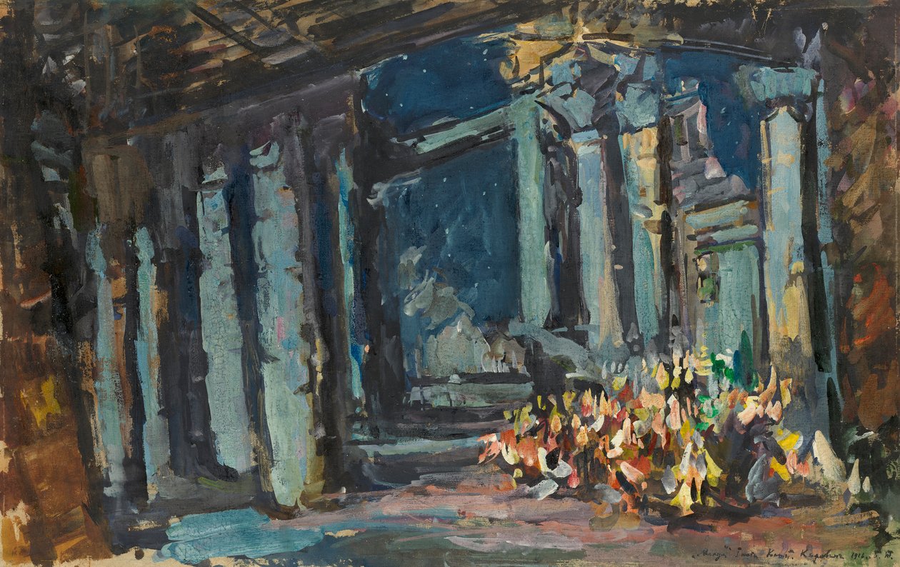 Kleopatřin palác, Egyptský sál. Scénický návrh pro operu-balet Mladá od Rimského-Korsakova, 1916. od Konstantin Alexeyevich Korovin