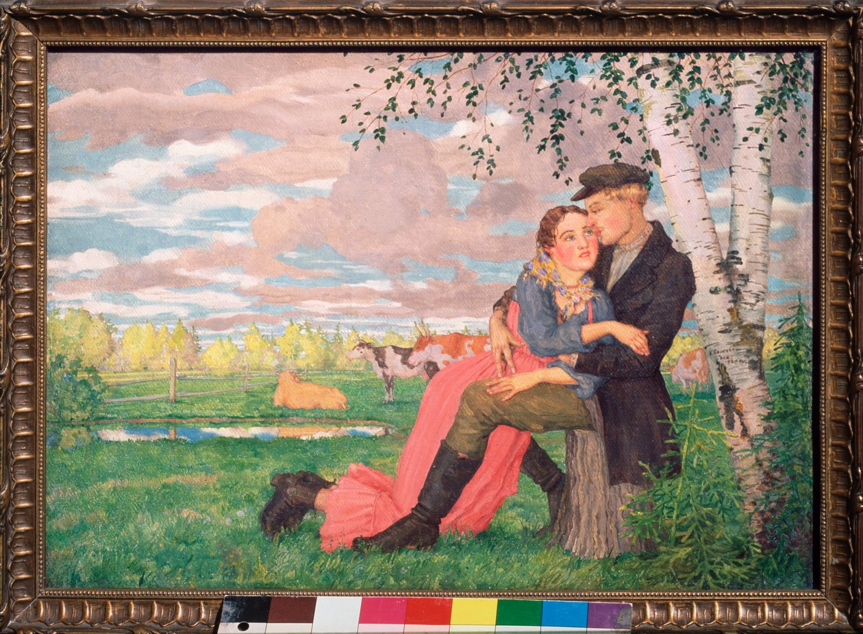Milenci (Milenci) - Obraz Konstantina (Constantina) Andrejeviče Somova (1869-1939), olej na plátně od Konstantin Andreevic Somov